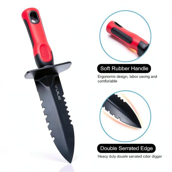 Heavy Duty Double Serrated Edge Digger - Metal Detecting Tool with Sheath, Belt Mounted, Gardening Accessories-2